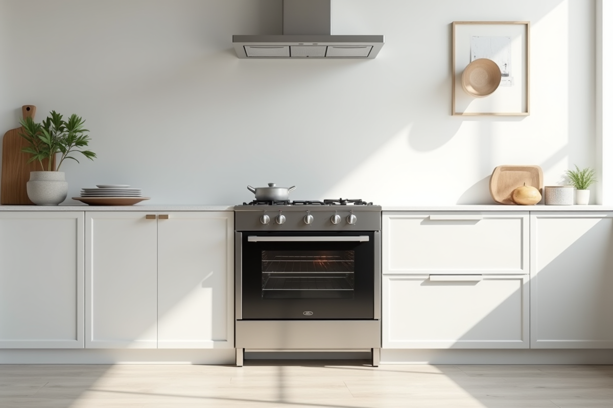 Cuisine moderne avec four en acier inoxydable et espace sécurisé