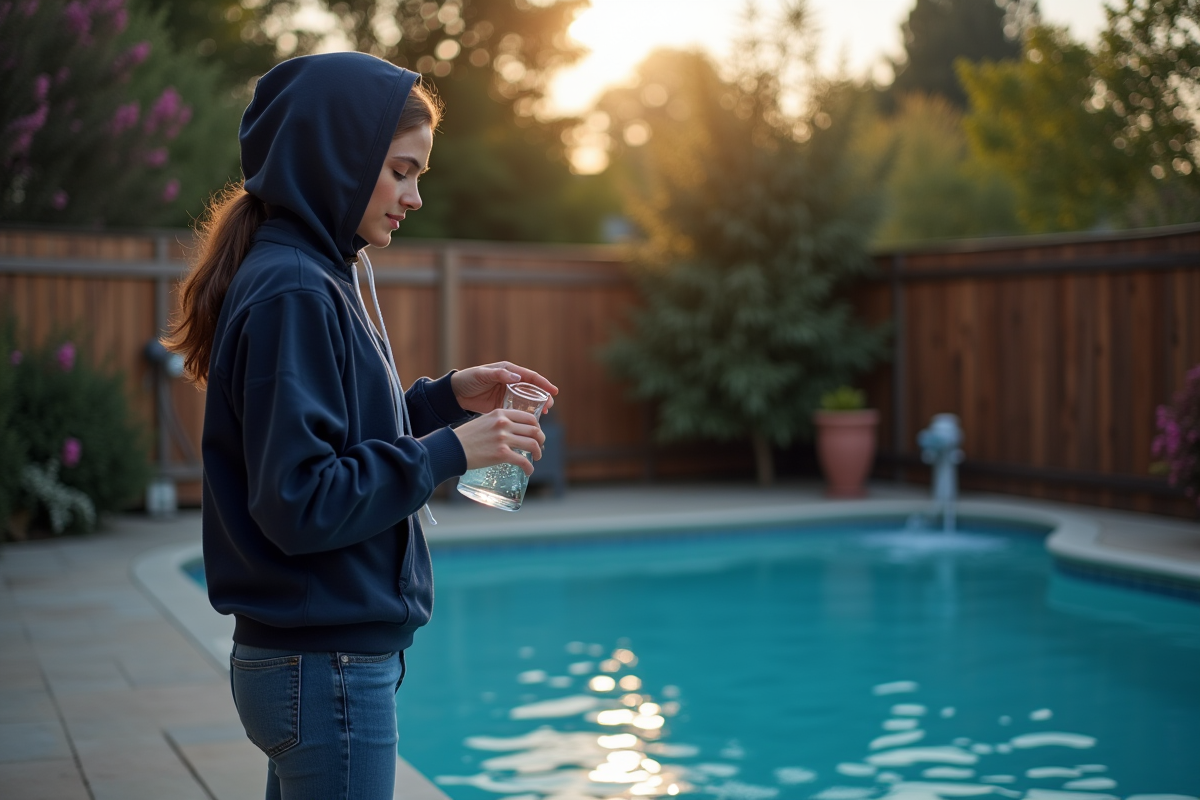 Jeune femme versant un échantillon d