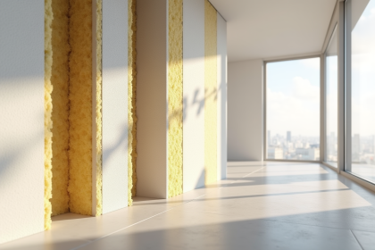Panneaux isolants en coupe avec differents materiaux d'isolation