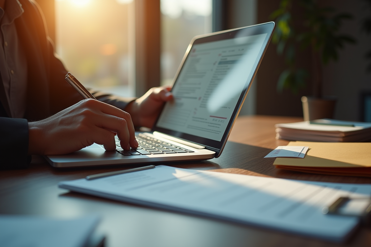 Personne remplissant un formulaire de changement d'adresse sur un ordinateur